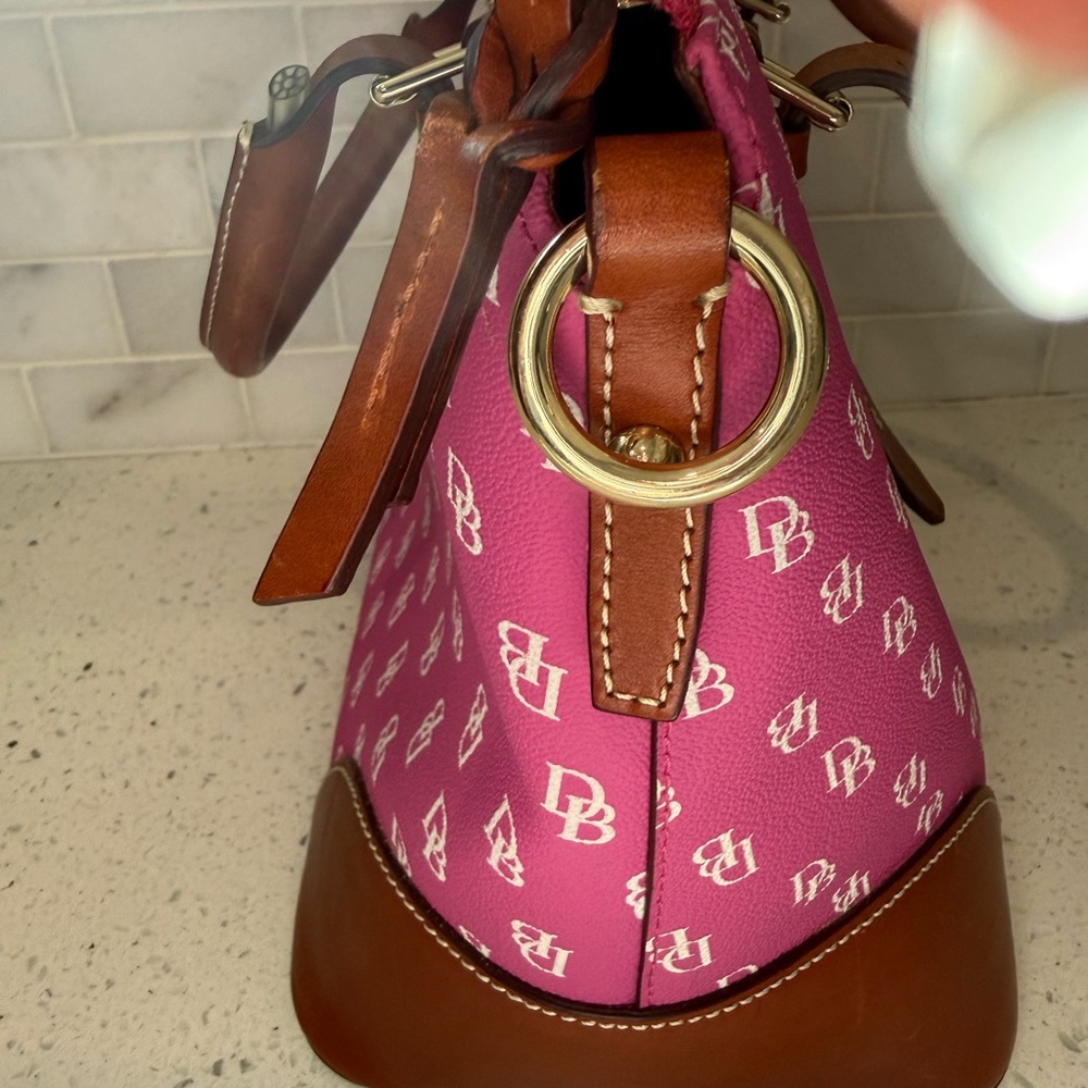 Dooney & Bourke Pink Tote with Brown Leather Trim - Picture 5 of 9